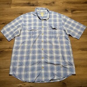 Duluth Trading Shirt Mens XLT‎ Tall Blue Golf Plaid Armachillo Cooling Fishing